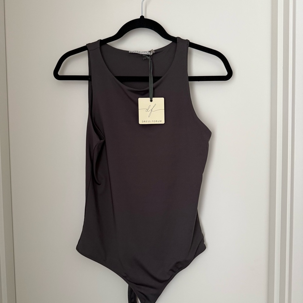 Dress Forum Charcoal Sleeveless Bodysuit Size Medium
